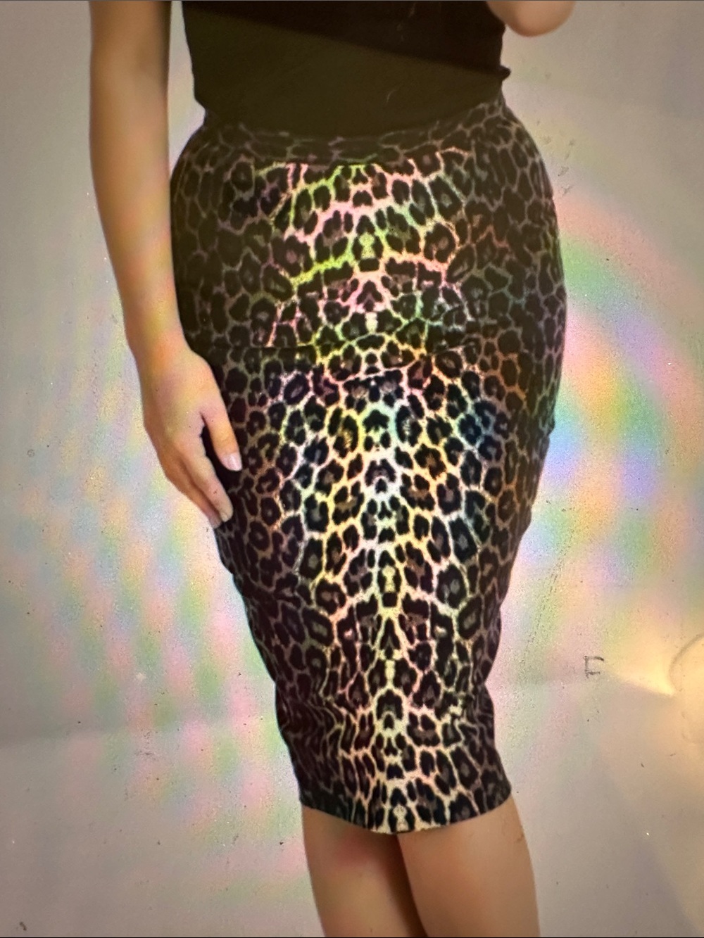 Hell Bunny Leopard Print Pencil Skirt - Black and Tan - Picture 7 of 11